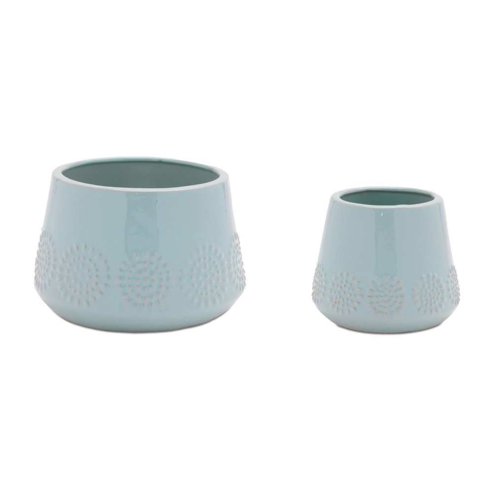 Ceramic Starburst Pattern Planter (Set of 2). Picture 1