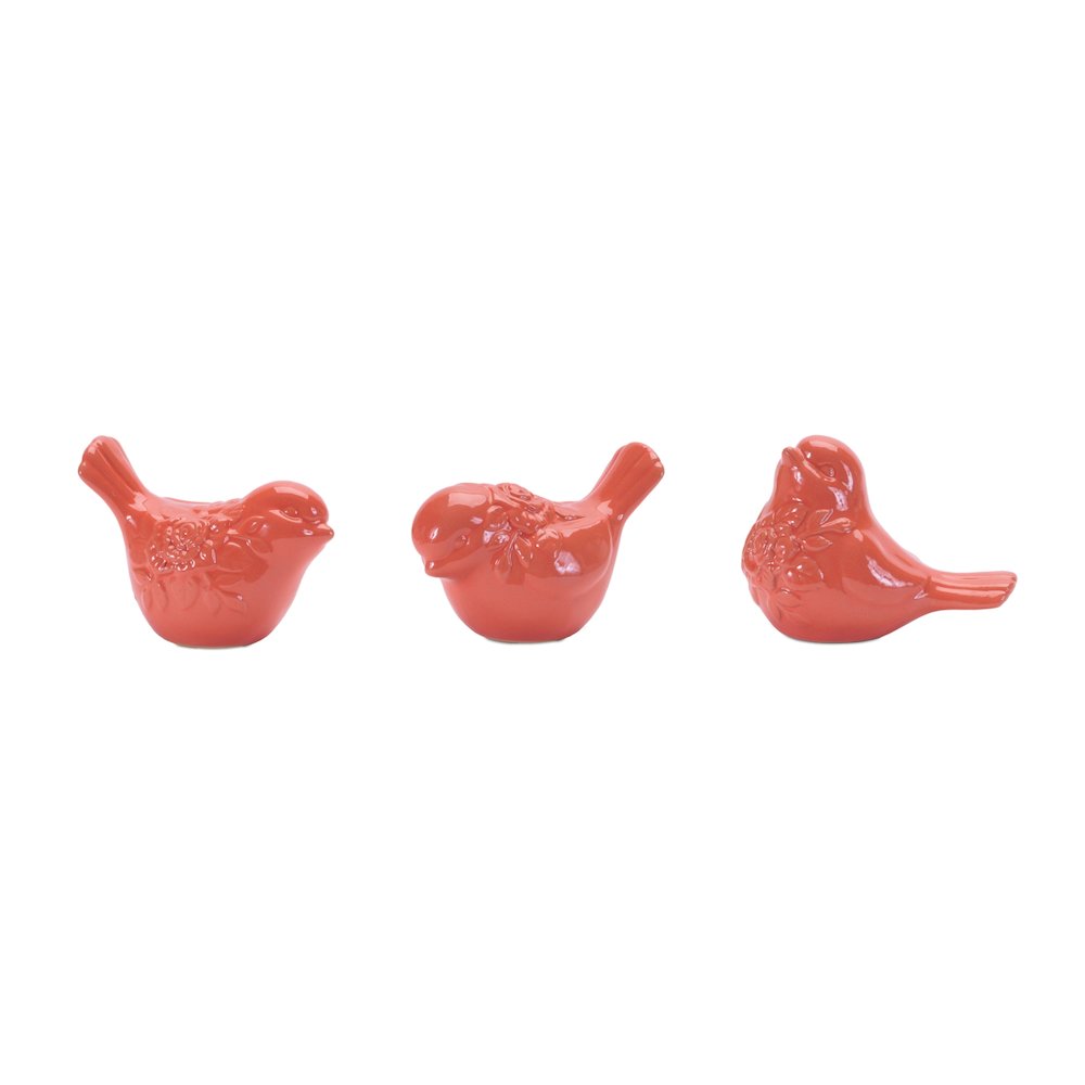 Ceramic Floral Bird Figurine (Set of 6). Picture 1