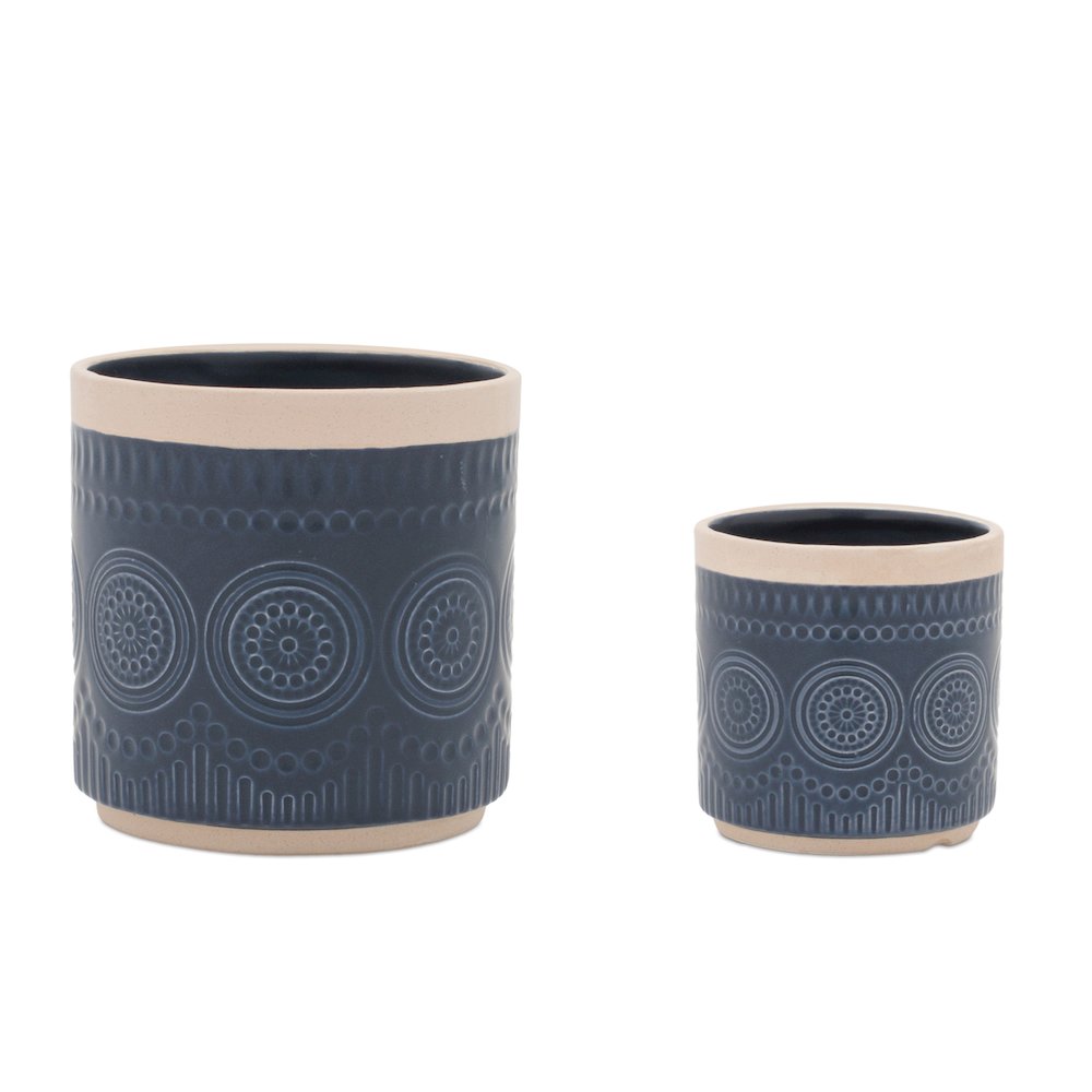 Ceramic Mandala Pattern Planter (Set of 2). Picture 1