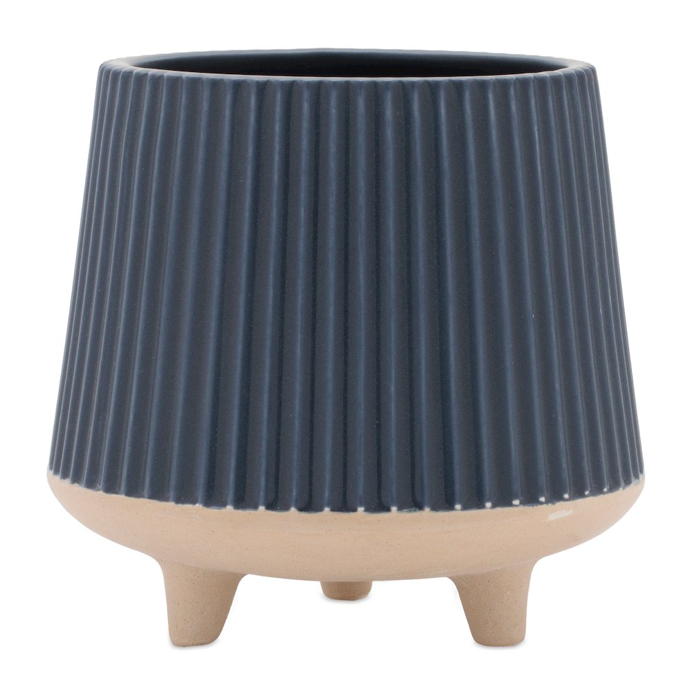 Ceramic Ribbed Footed Planter (Set of 2). Picture 1