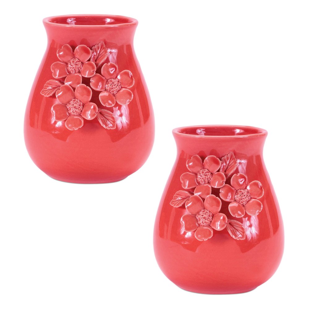 Storeware Vase with Floral Accent (Set of 2). Picture 2