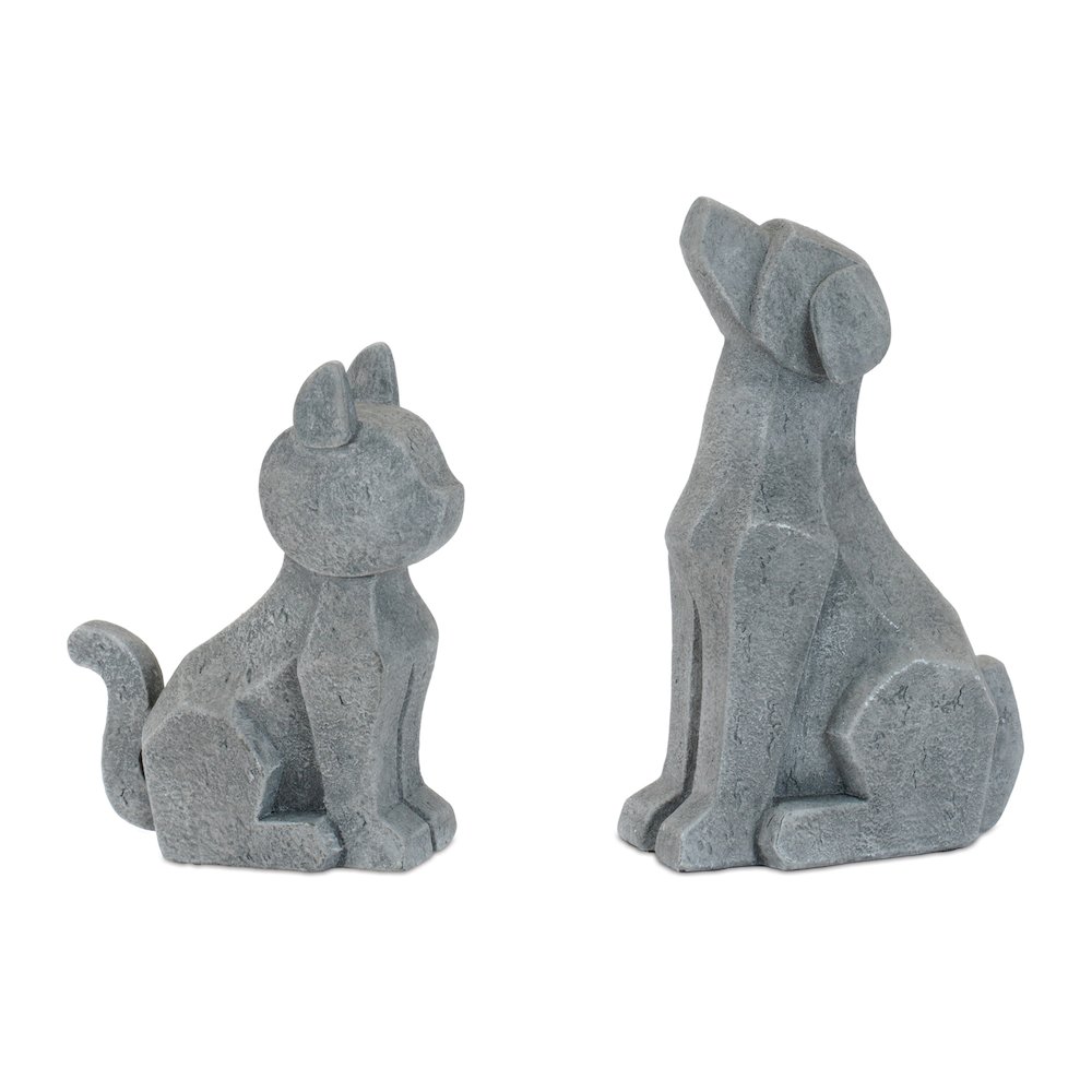 Modern Sitting Dog and Cat Figurine (Set of 4). Picture 1