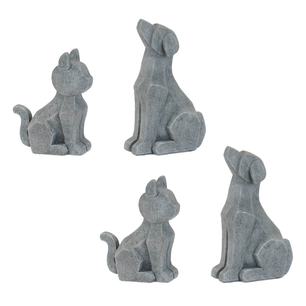 Modern Sitting Dog and Cat Figurine (Set of 4). Picture 4