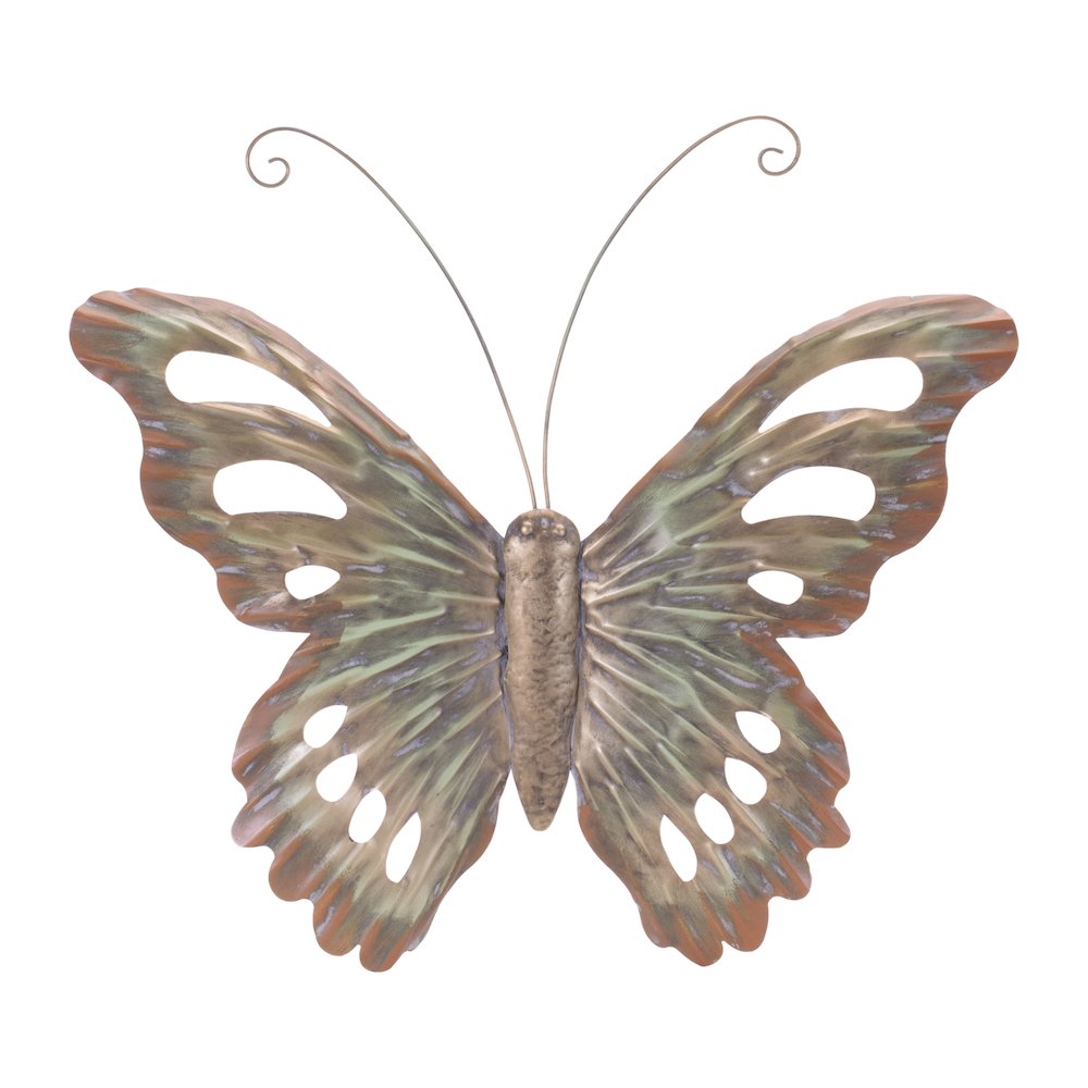 Distressed Metal Butterfly Wall Hanging (Set of 2). Picture 1