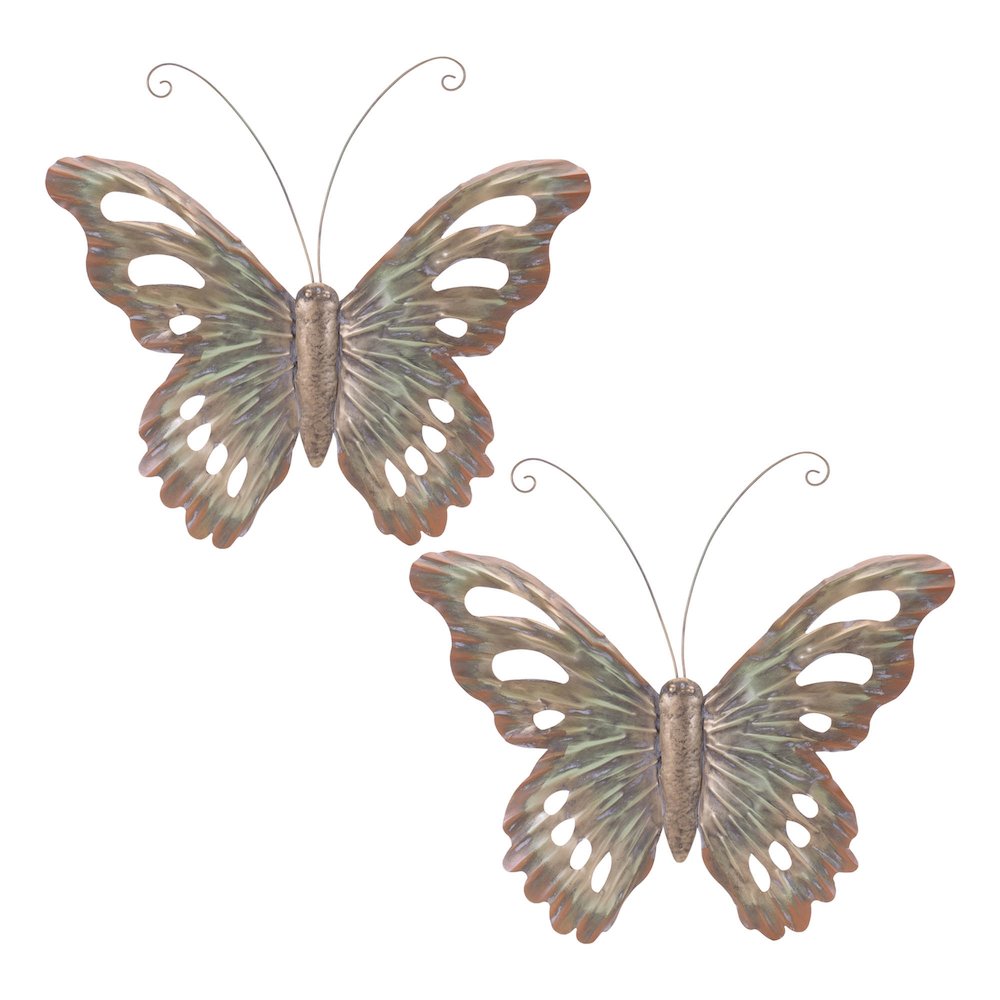 Distressed Metal Butterfly Wall Hanging (Set of 2). Picture 4