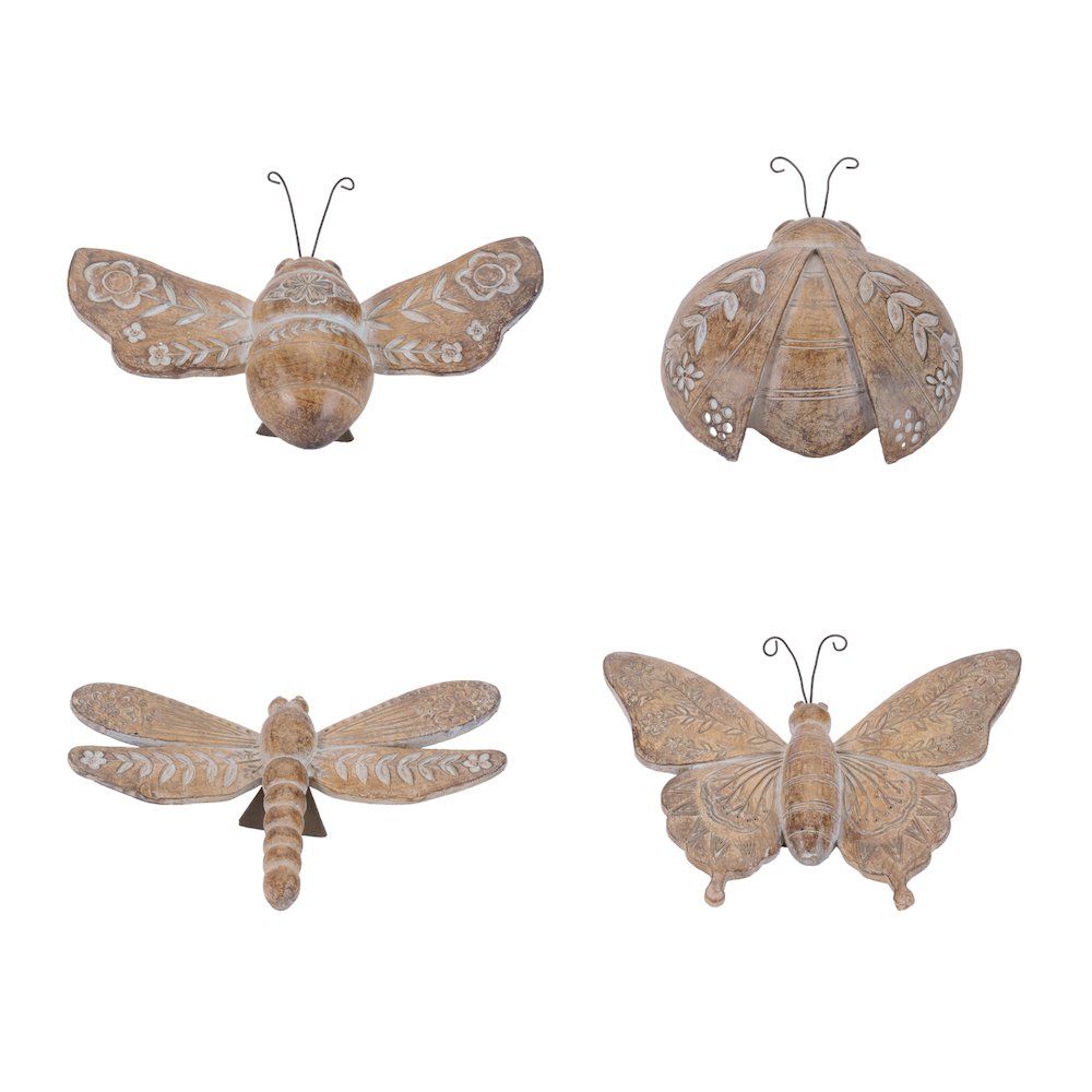 Floral Etched Insect Shelf Sitter (Set of 4). Picture 1