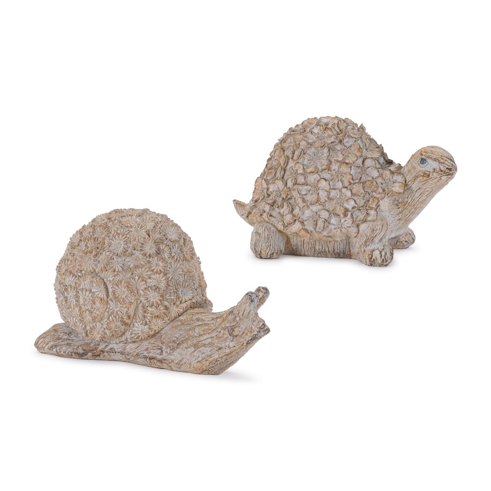 Floral Turtle and Snail Decor (Set of 2). Picture 1