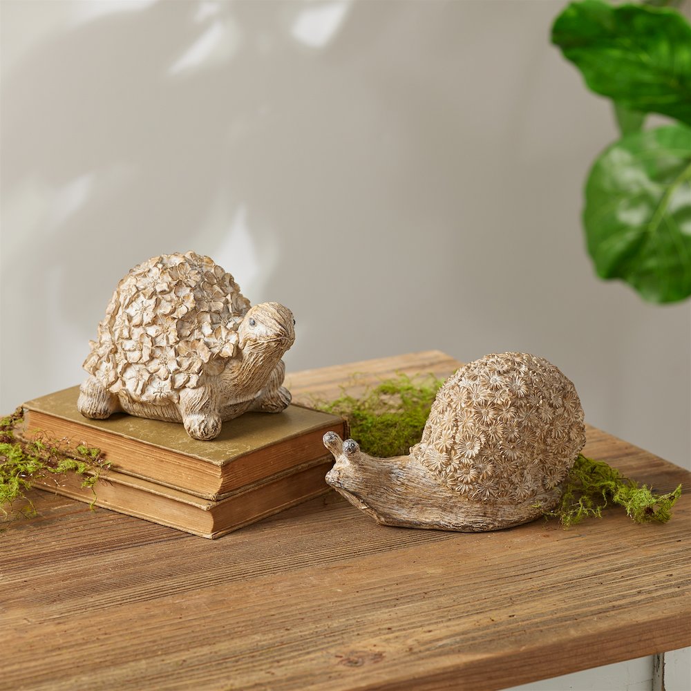 Floral Turtle and Snail Decor (Set of 2). Picture 2