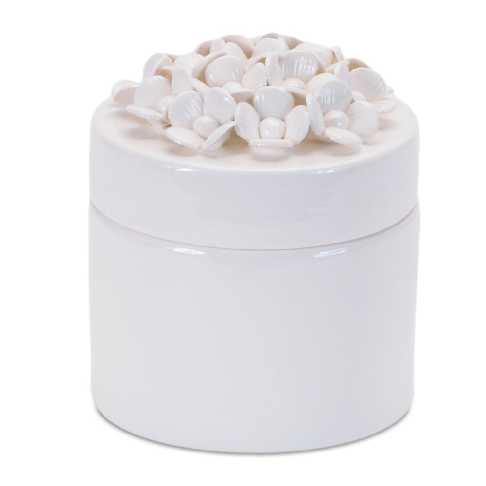 Stoneware Box with Floral Lid Accent (Set of 3). Picture 3