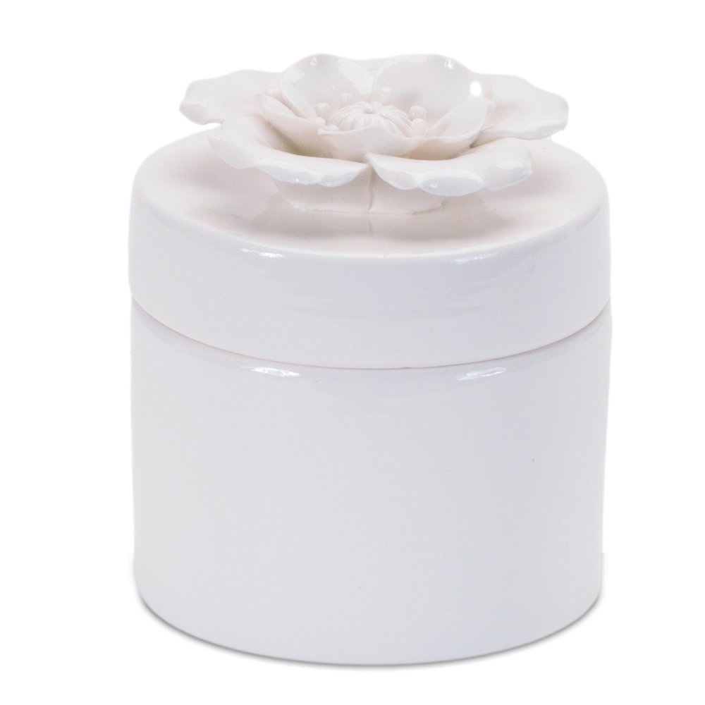 Stoneware Box with Floral Lid Accent (Set of 3). Picture 4
