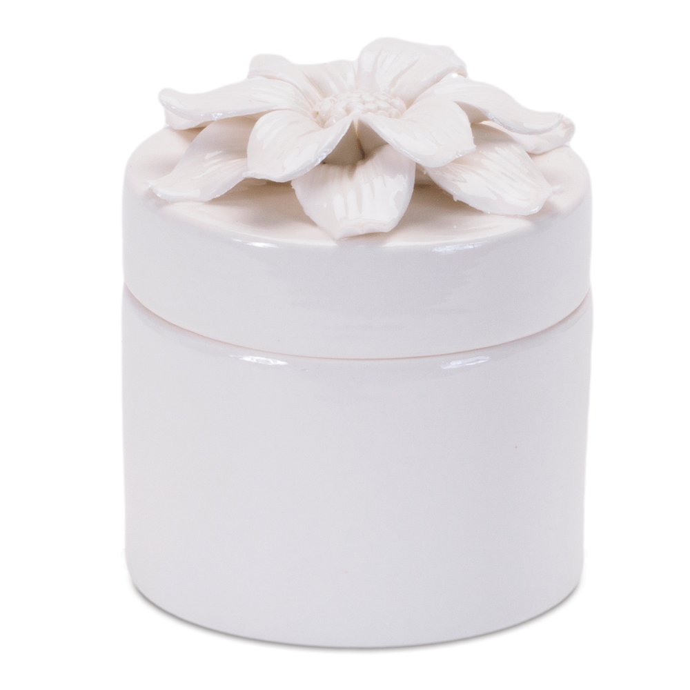 Stoneware Box with Floral Lid Accent (Set of 3). Picture 5