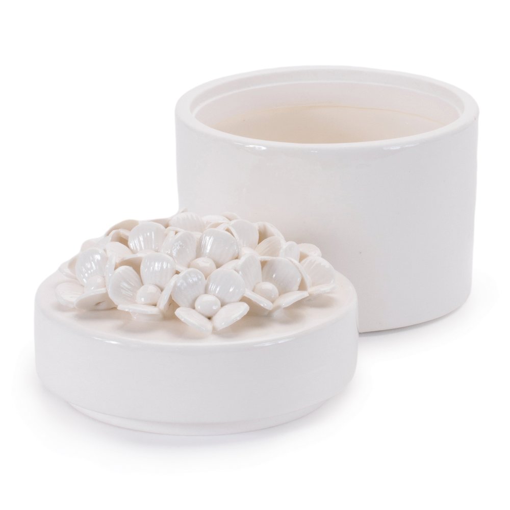 Stoneware Box with Floral Lid Accent (Set of 3). Picture 6