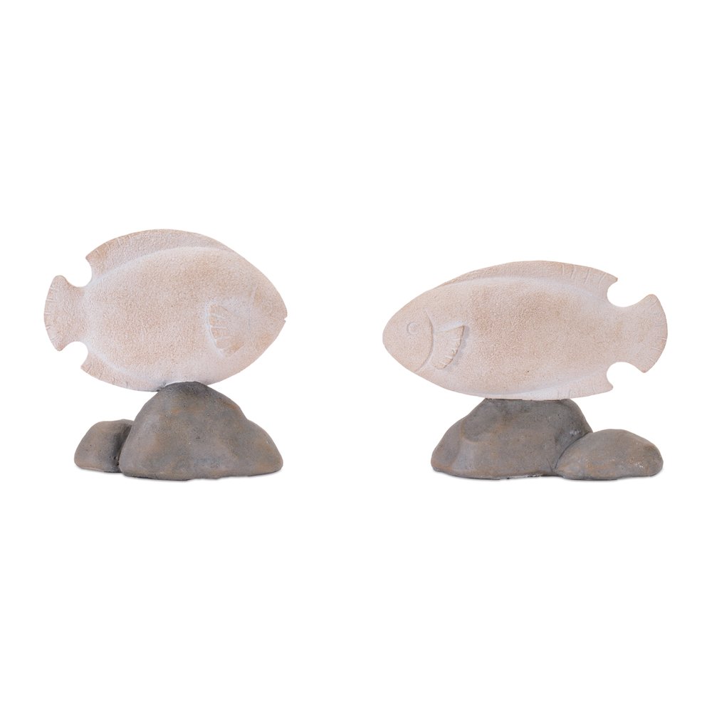 Fish on Rock Decor (Set of 4). Picture 1