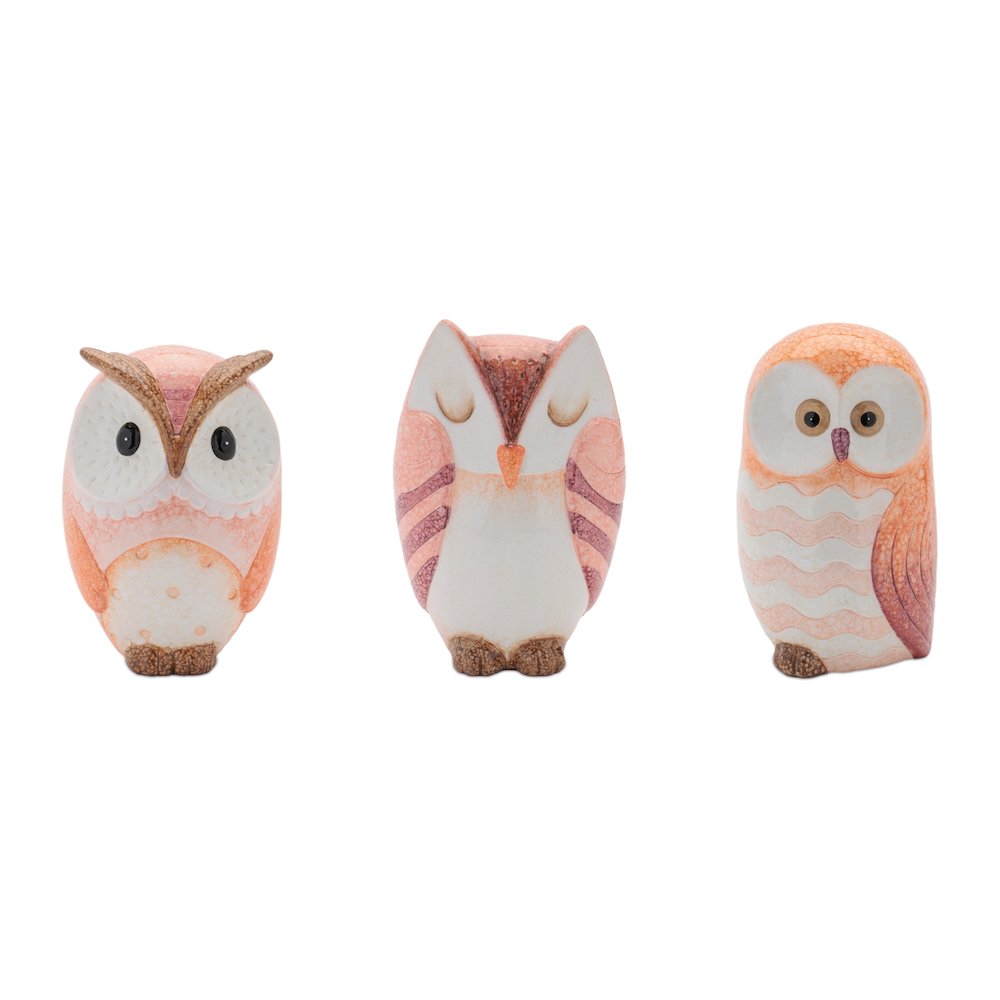 Terra Cotta Owl Decor (Set of 3). Picture 1