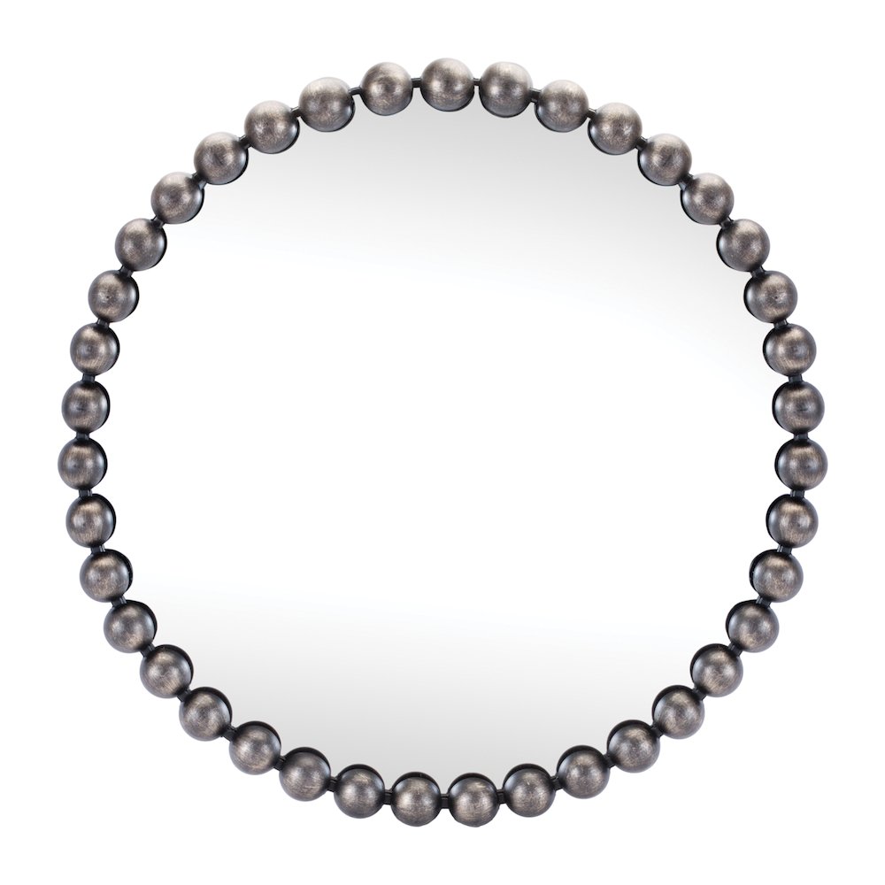 Round Beaded Metal Wall Mirror 23.5"D. Picture 1