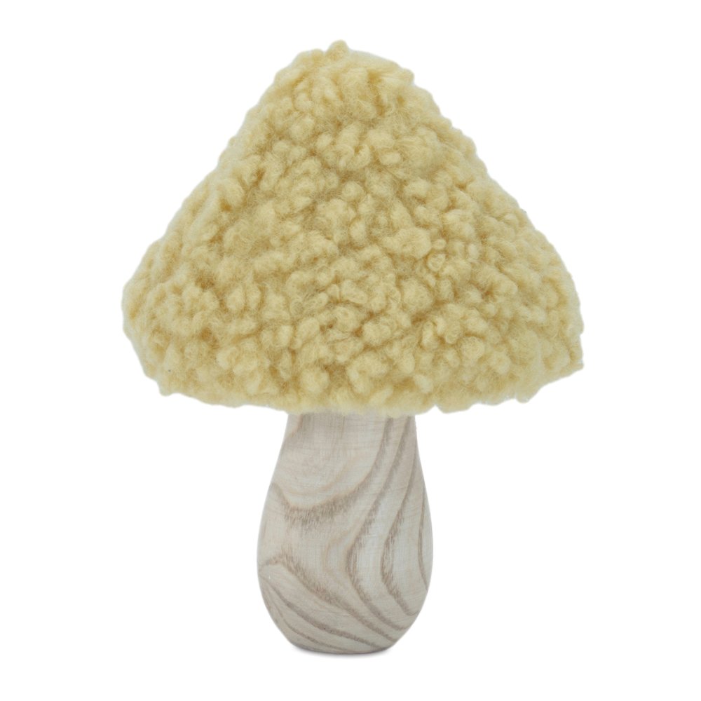 Set of 2 Wood & Fabric Mushroom Figurines. Picture 2