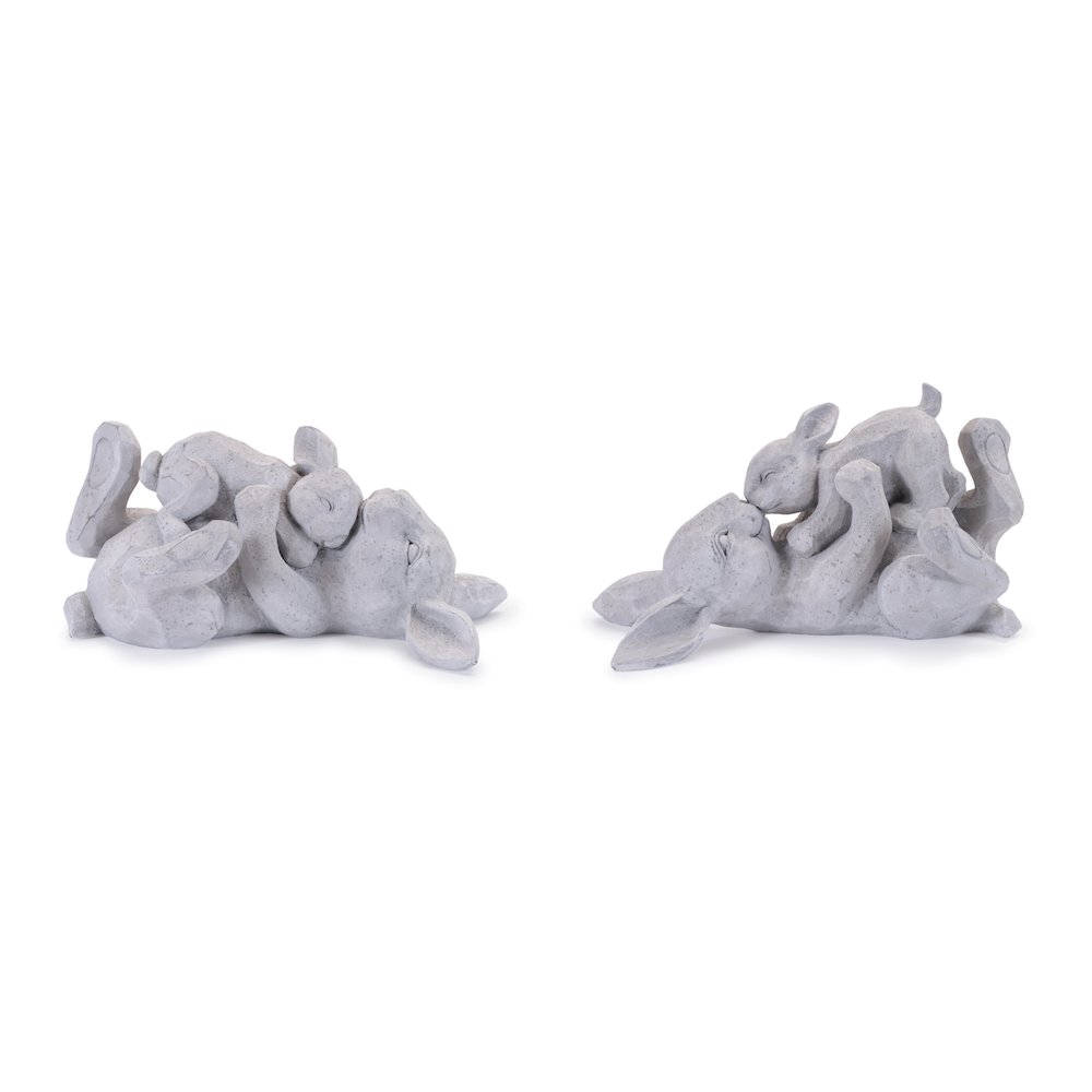 Laying Rabbit with Baby Bunny Figurine (Set of 2). Picture 1