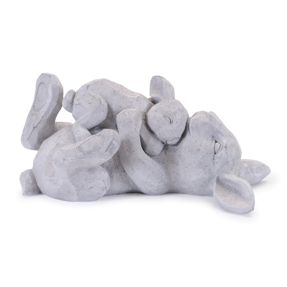 Laying Rabbit with Baby Bunny Figurine (Set of 2). Picture 2