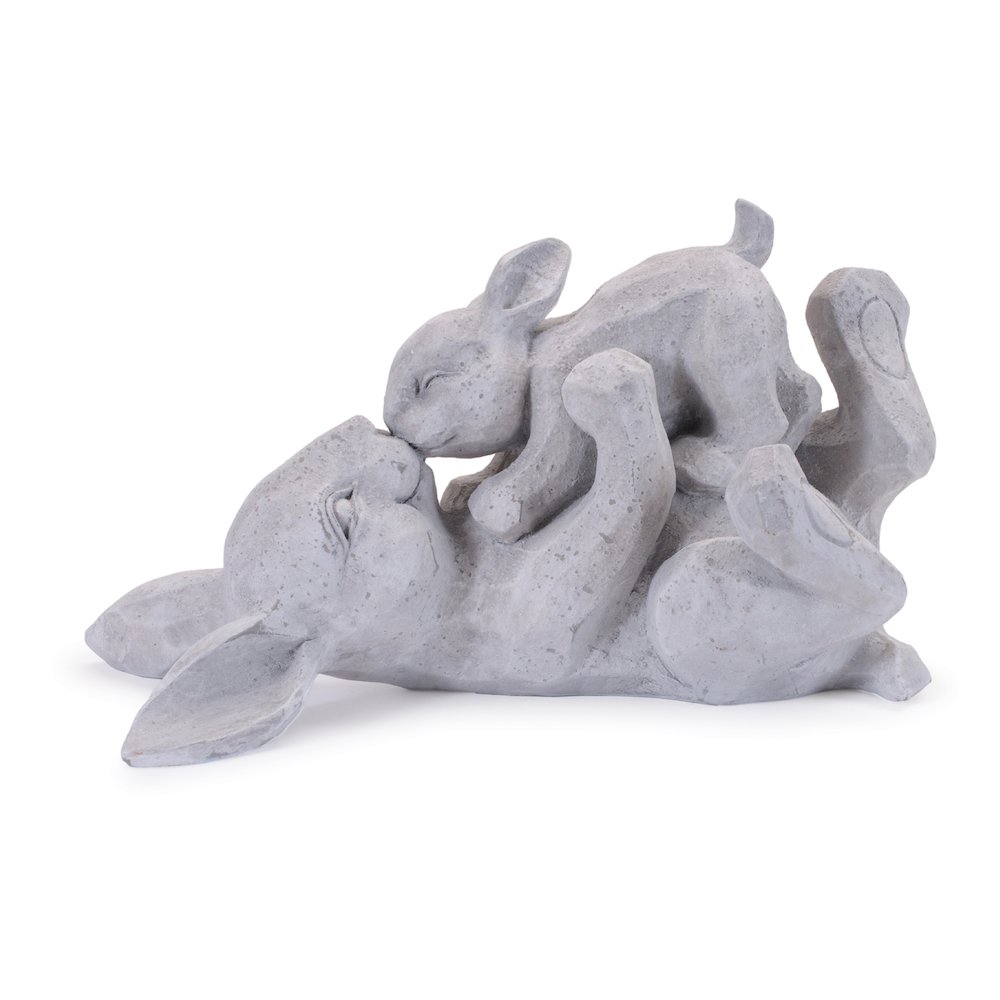Laying Rabbit with Baby Bunny Figurine (Set of 2). Picture 3