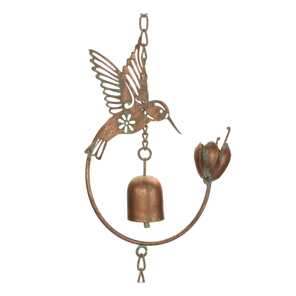 Iron Hummingbird and Bell Rain Chain. Picture 1