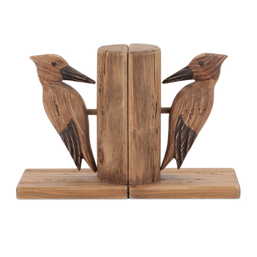 Pine Wood Woodpecker Bird Bookend (Set of 2). Picture 3