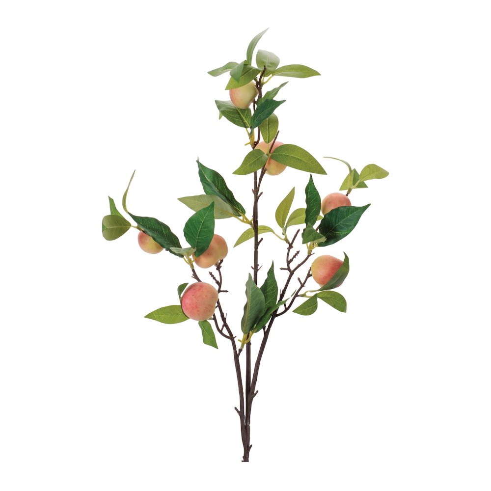Peach Fruit Foliage Branch (Set of 6). Picture 1