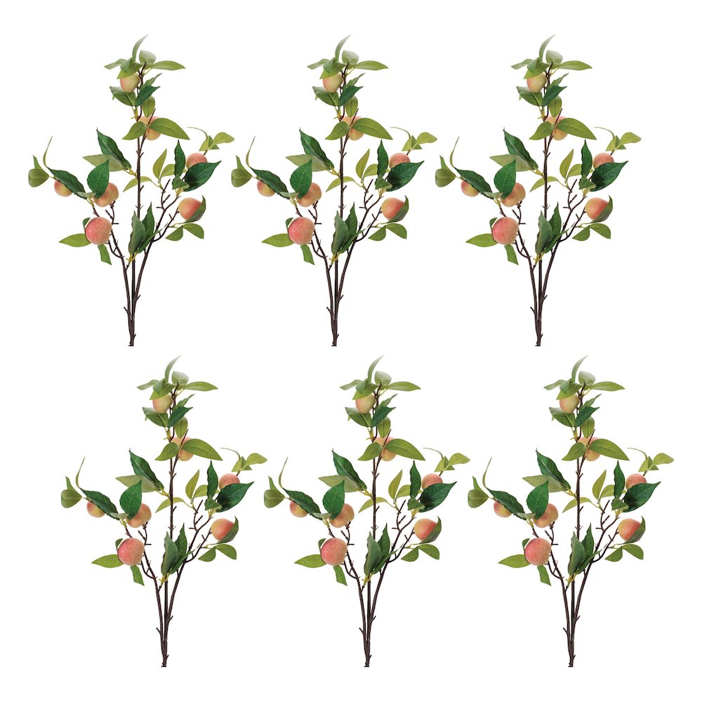 Peach Fruit Foliage Branch (Set of 6). Picture 3