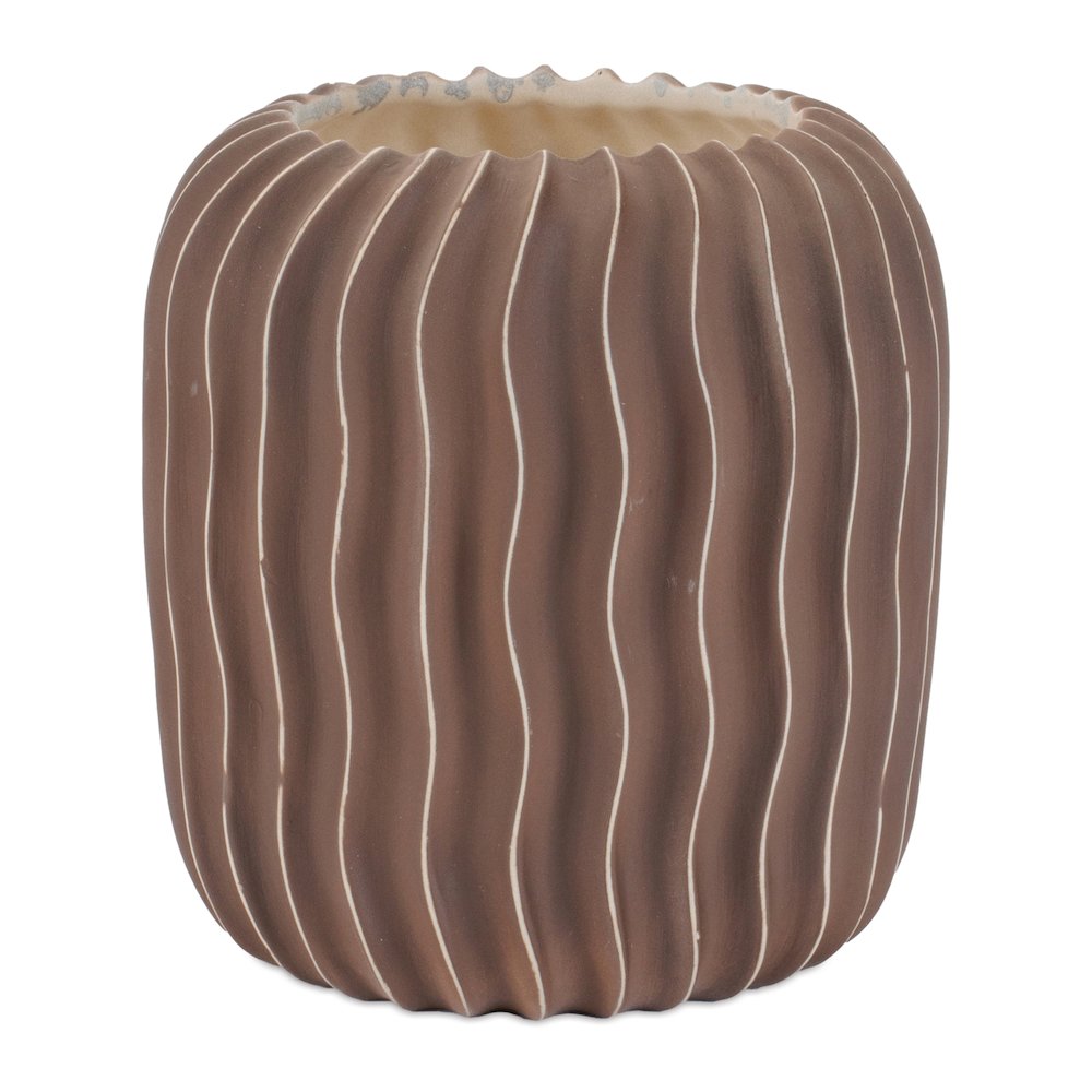 Wavy Ribbed Ceramic Vase (Set of 2). Picture 1