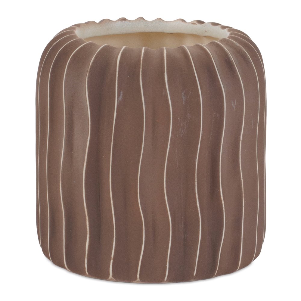 Wavy Ribbed Ceramic Vase (Set of 2). Picture 1