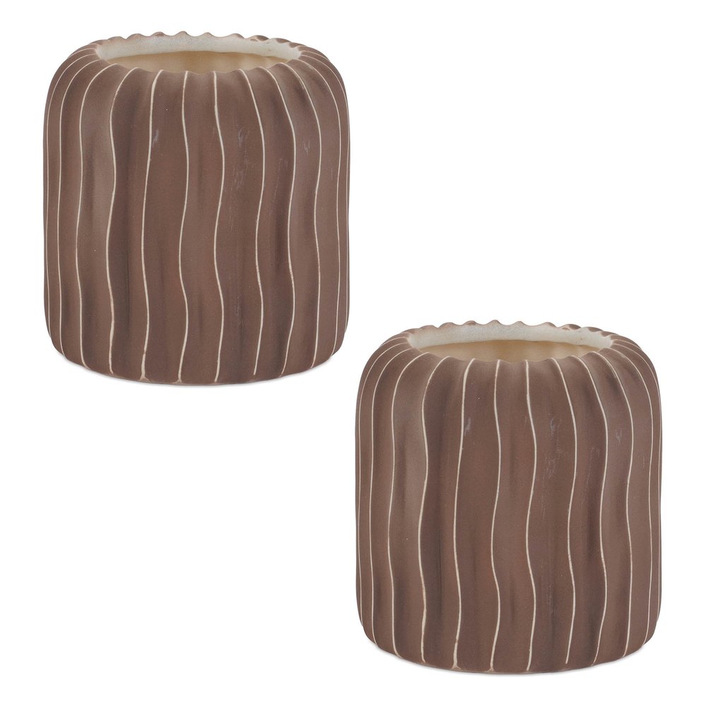 Wavy Ribbed Ceramic Vase (Set of 2). Picture 2