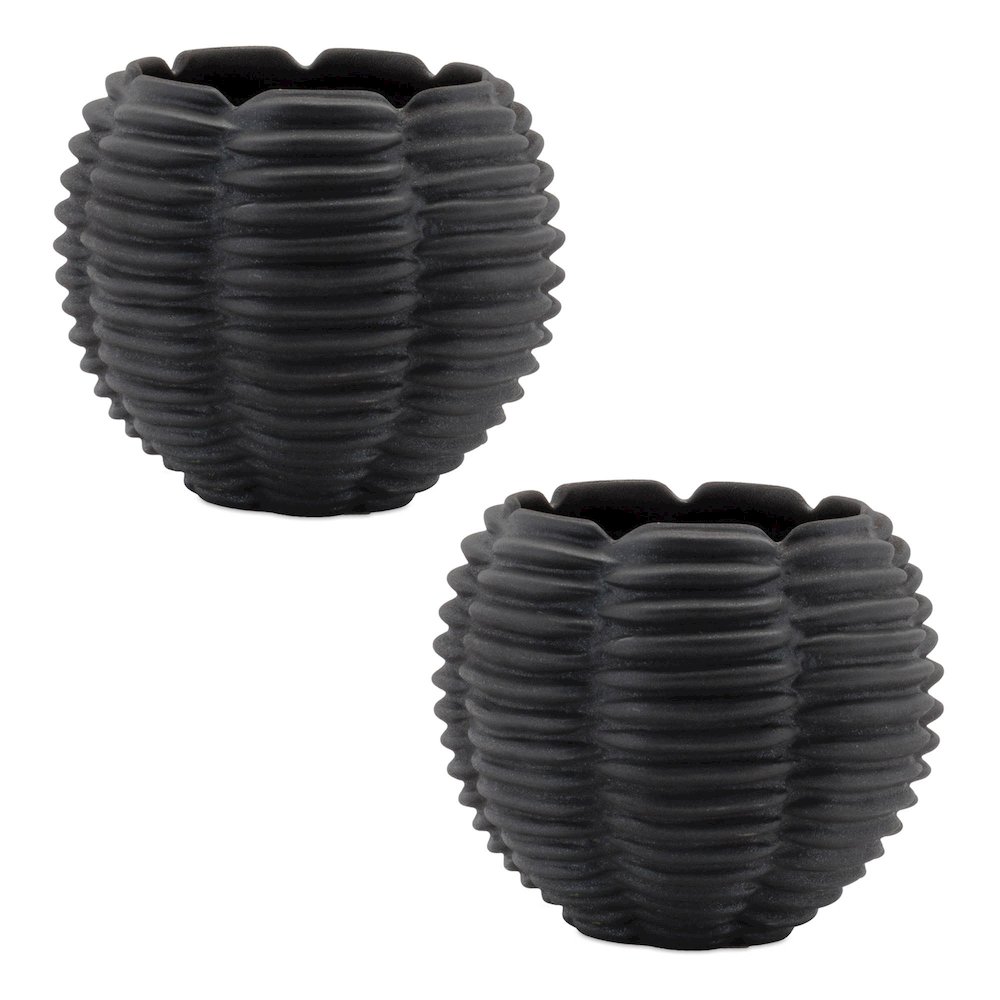 Ribbed Ceramic Bud Vase (Set of 2). Picture 4