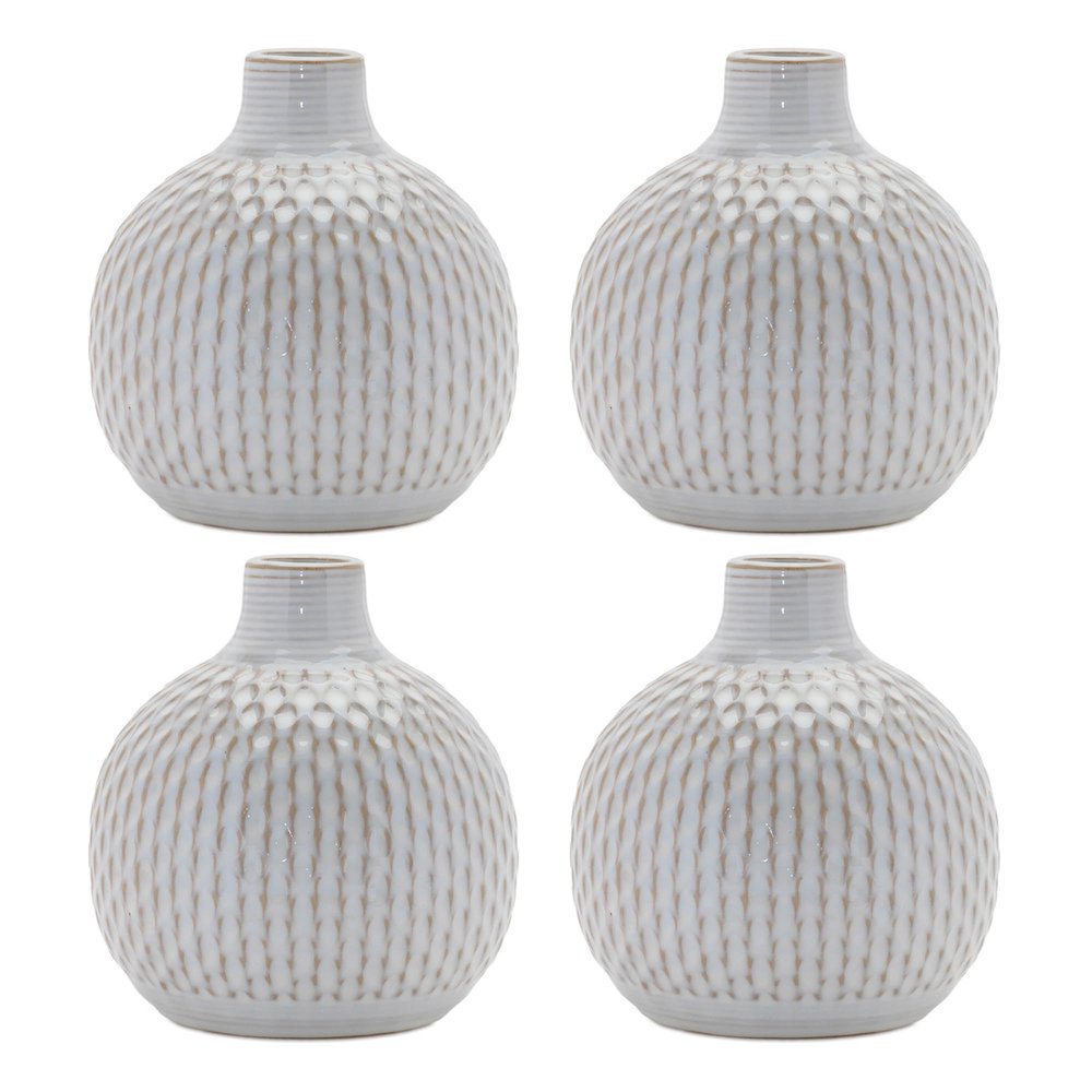 Notched Ceramic Bottle Vase (Set of 4). Picture 2