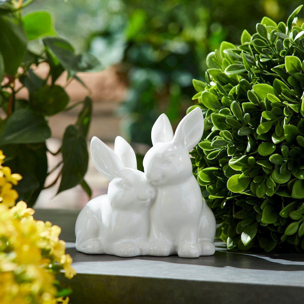 Ceramic Mini Garden Bunny Couple (Set of 4). Picture 2
