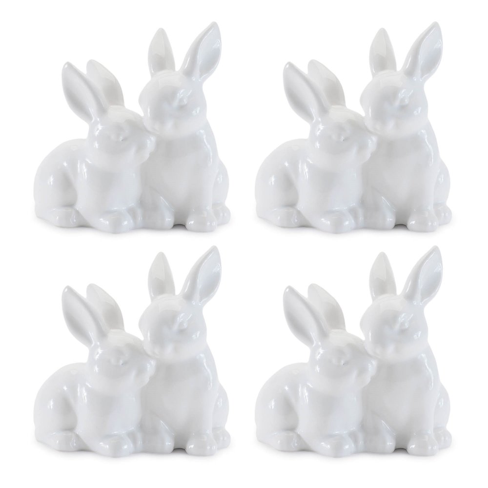Ceramic Mini Garden Bunny Couple (Set of 4). Picture 3