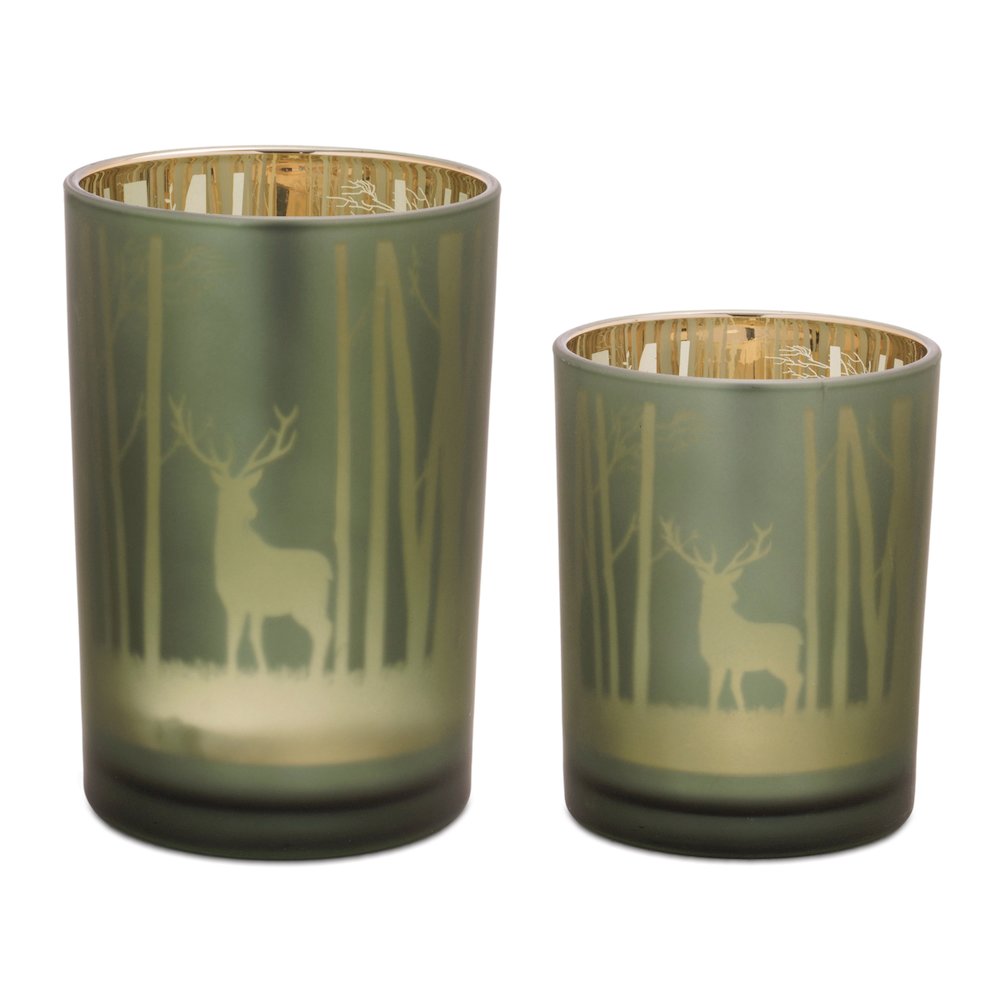 Mossy Oak Deer Candle Holder (Set of 2). Picture 1
