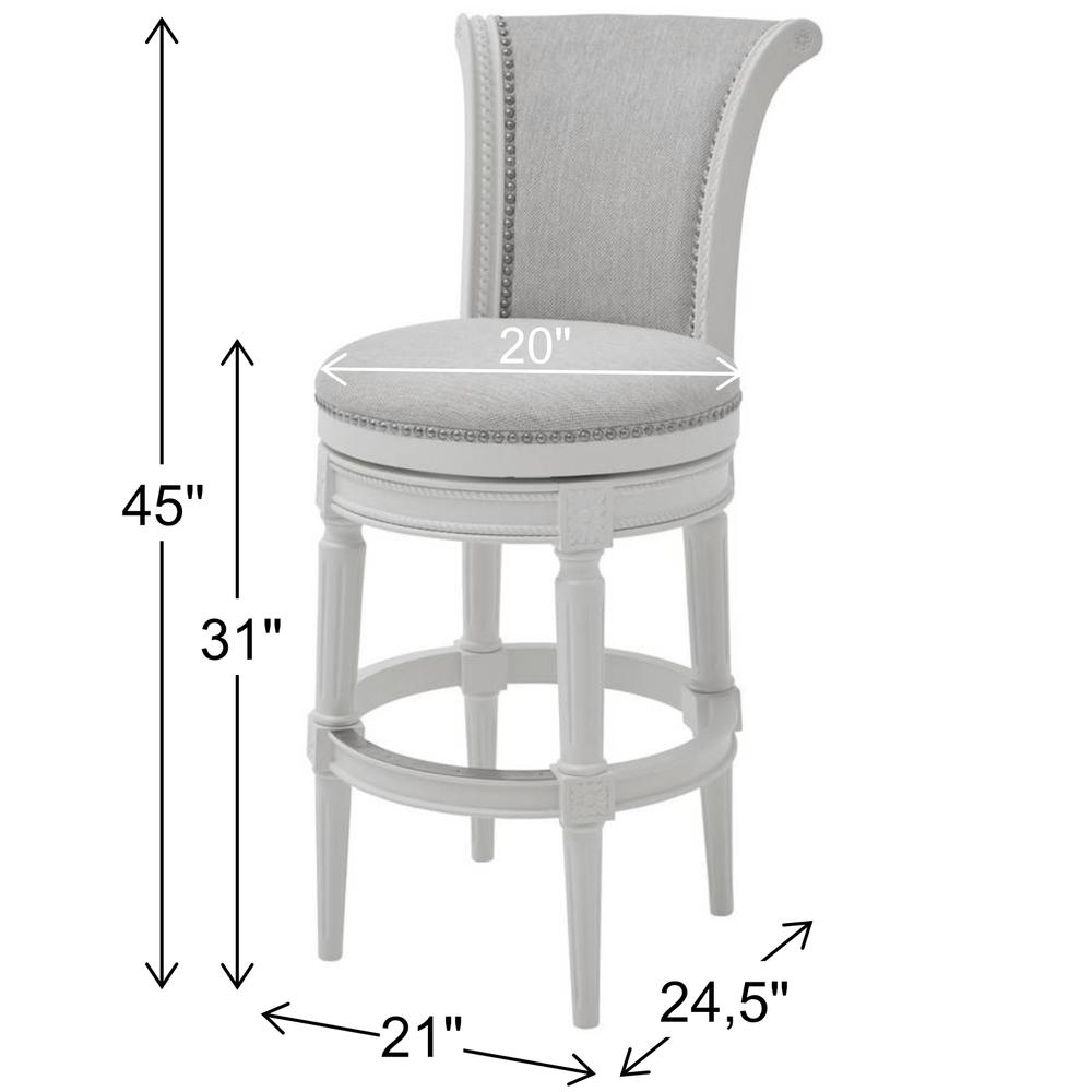 31in. Wood Bar-Height Swivel Barstool with High-Back. Picture 2