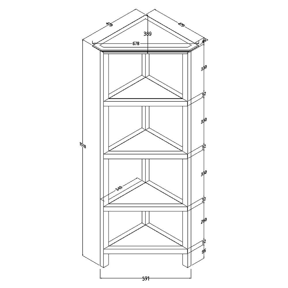New Ridge 4-Tier Corner Wooden Bookcase Washed Grey. Picture 6