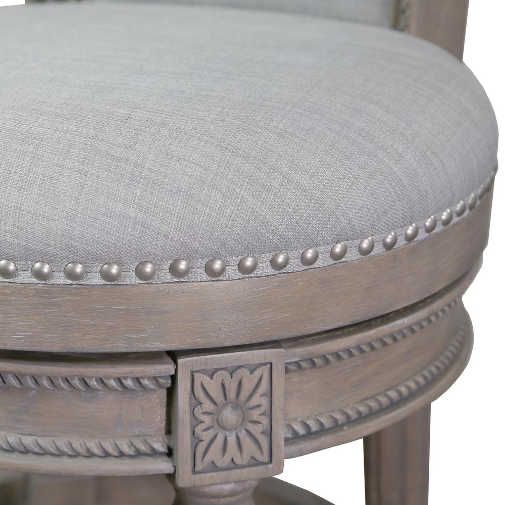 Chapman 31in. Wood Bar-Height Swivel Barstool with High-Back, Weathered Gray. Picture 4