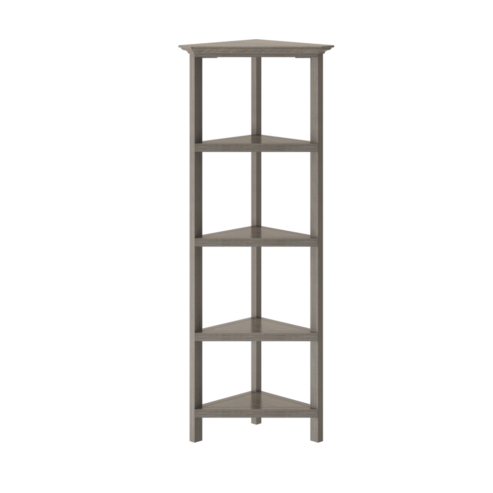 New Ridge 4-Tier Corner Wooden Bookcase Washed Grey. Picture 1