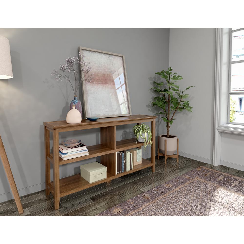 New Ridge 2-Tier Low Wooden Bookcase Walnut. Picture 4