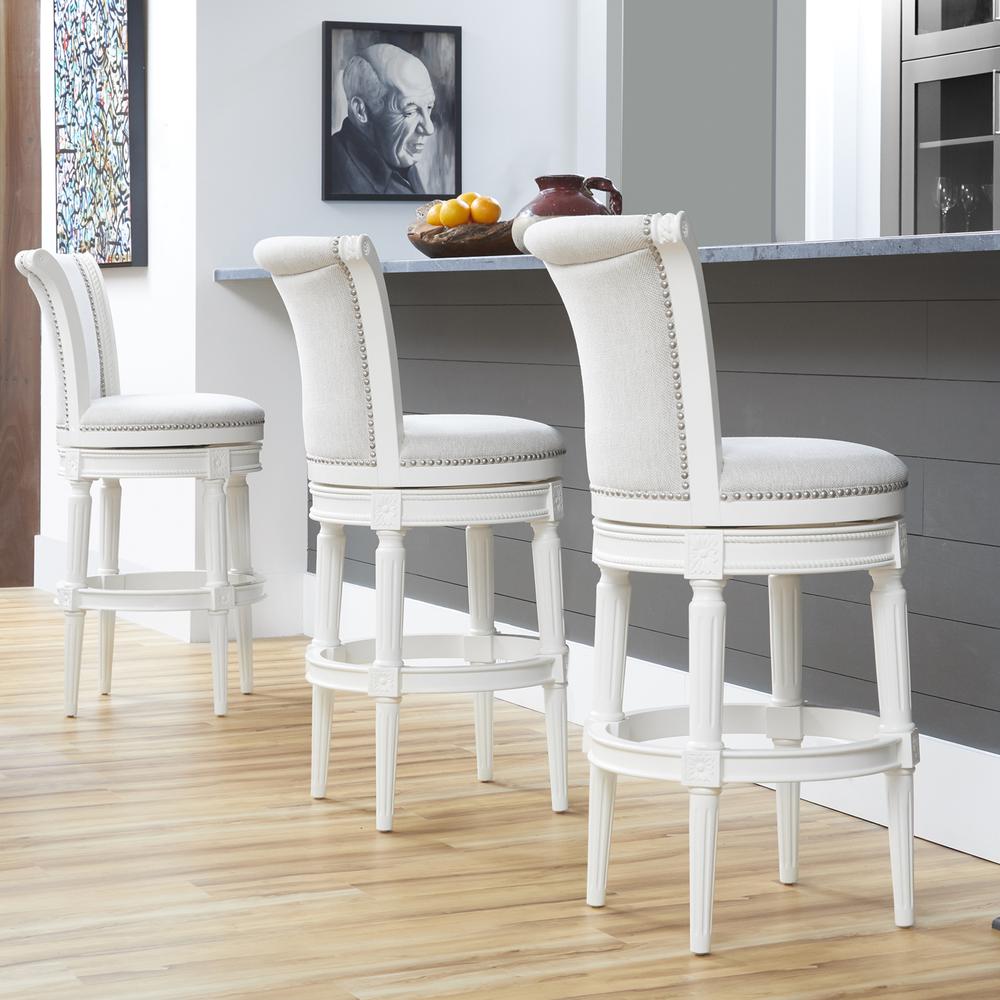 31in. Wood Bar-Height Swivel Barstool with High-Back. Picture 6