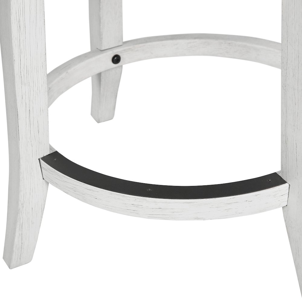31" Wood Bar-Height Bar Stool with Natural Seagrass Seat, Reclaimed White. Picture 6