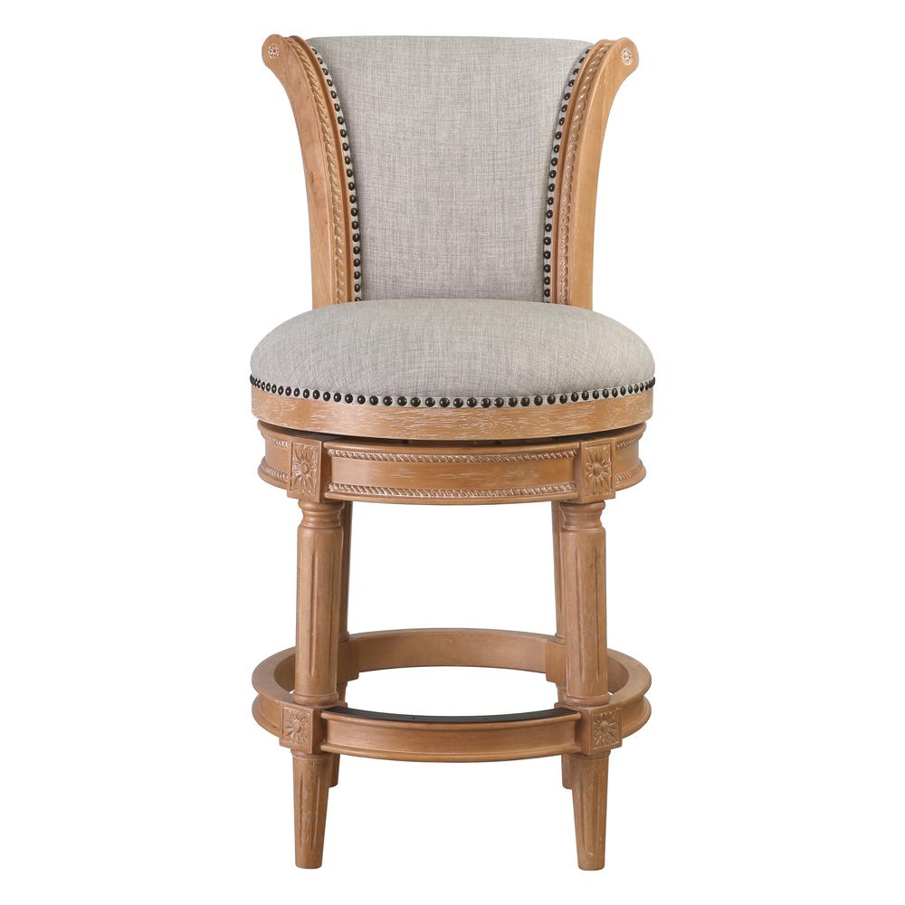 26in. Wood Counter-Height Swivel Barstool with High-Back, Weathered Natural. Picture 1