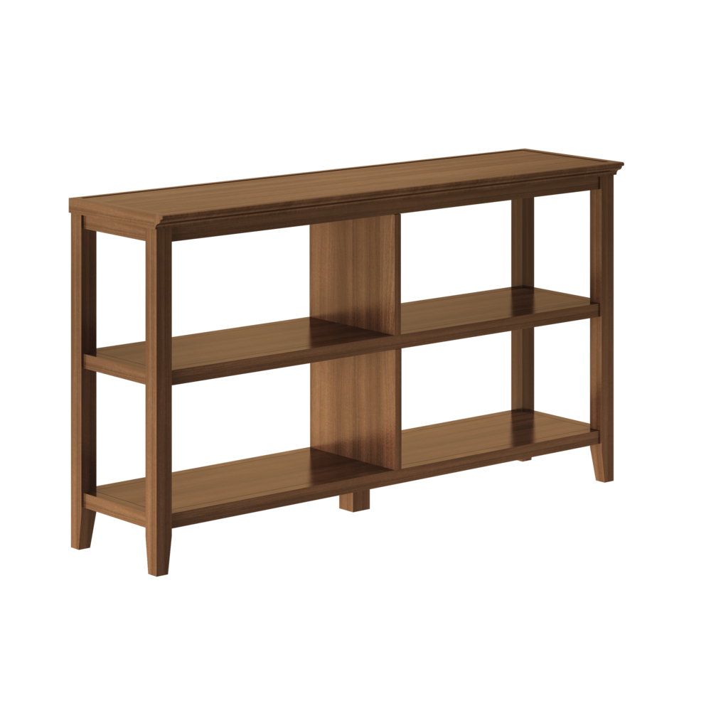 New Ridge 2-Tier Low Wooden Bookcase Walnut. Picture 1
