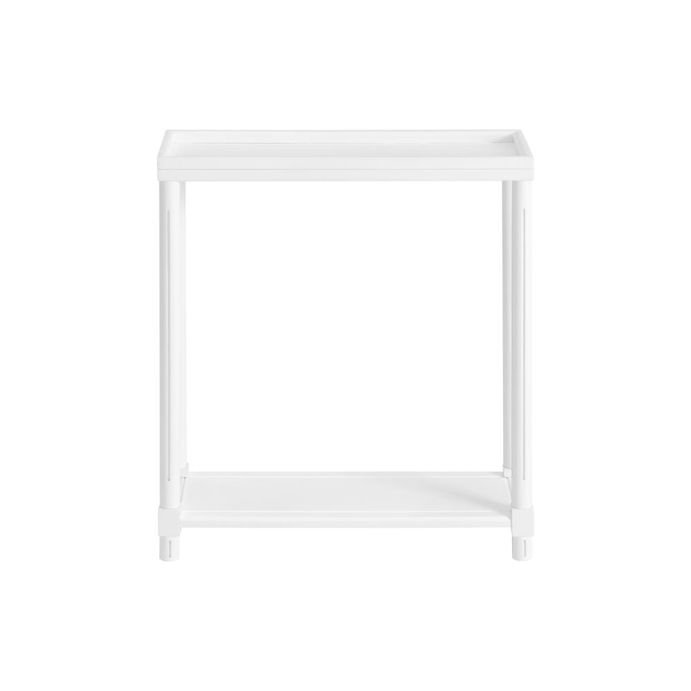 New Ridge Home Goods Harrison Narrow Side End Tables with Shelf, Set of 2, White. Picture 4