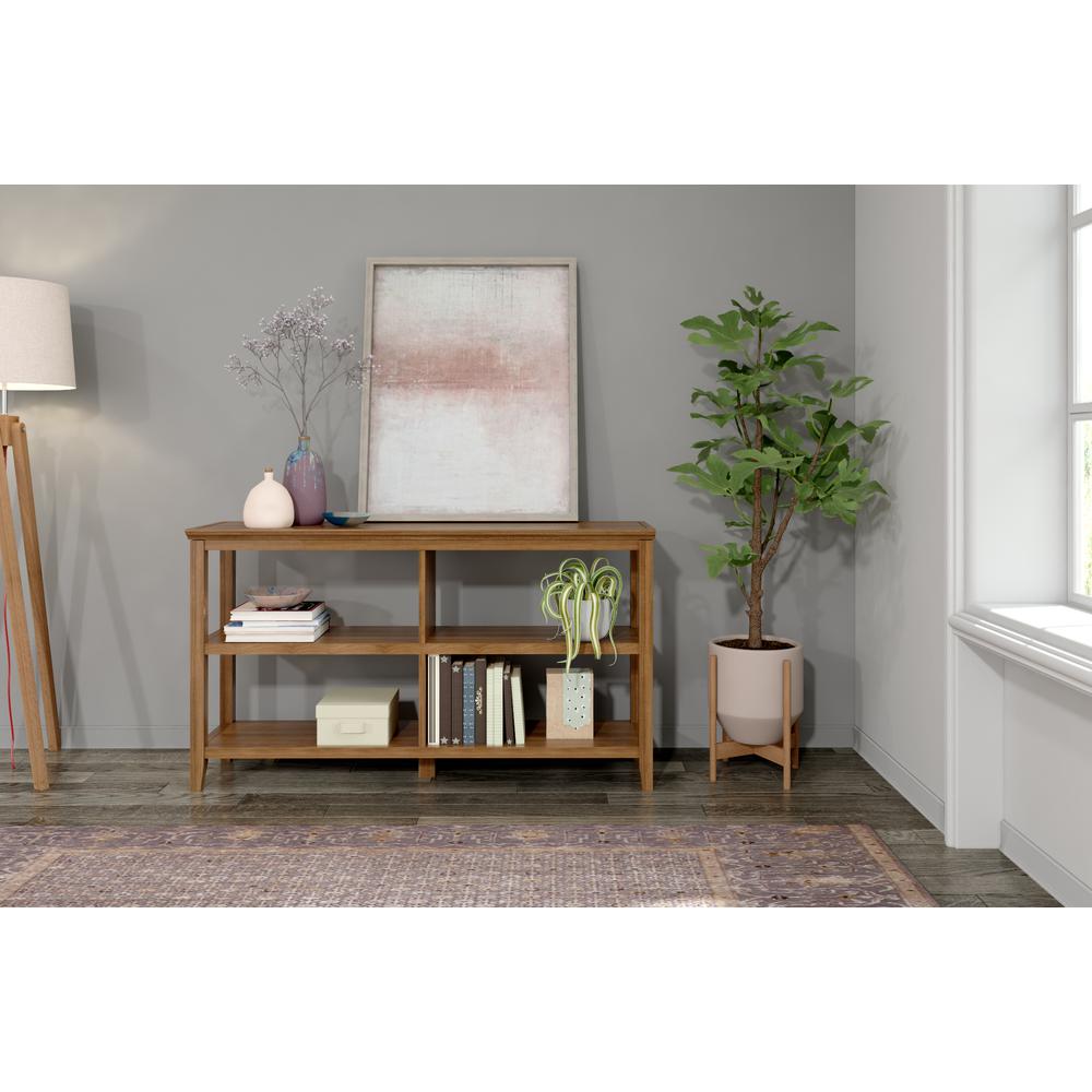 New Ridge 2-Tier Low Wooden Bookcase Walnut. Picture 3