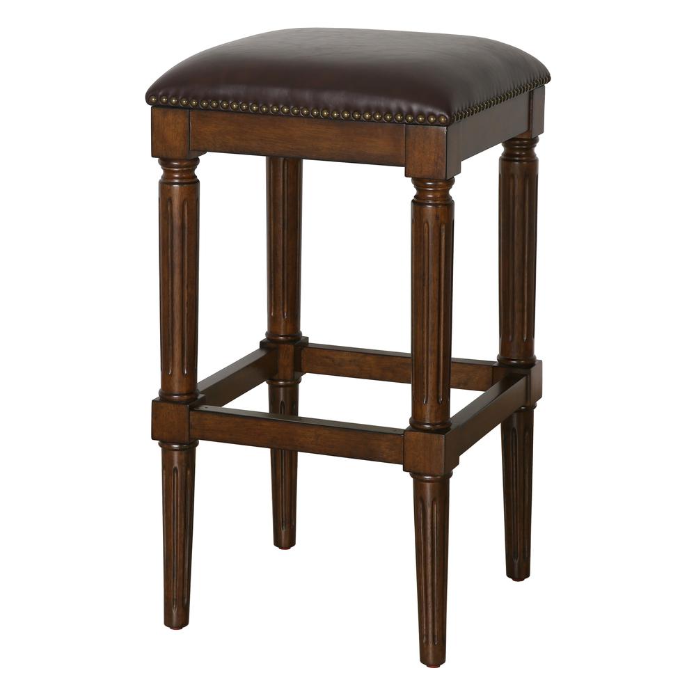 Manchester 31"H Square Bar Stool, Distressed Walnut. Picture 2