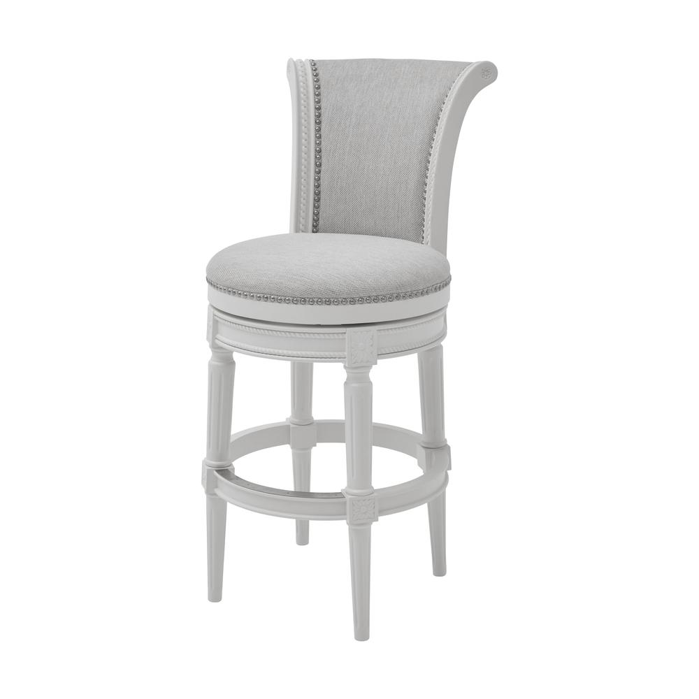 31in. Wood Bar-Height Swivel Barstool with High-Back. Picture 1