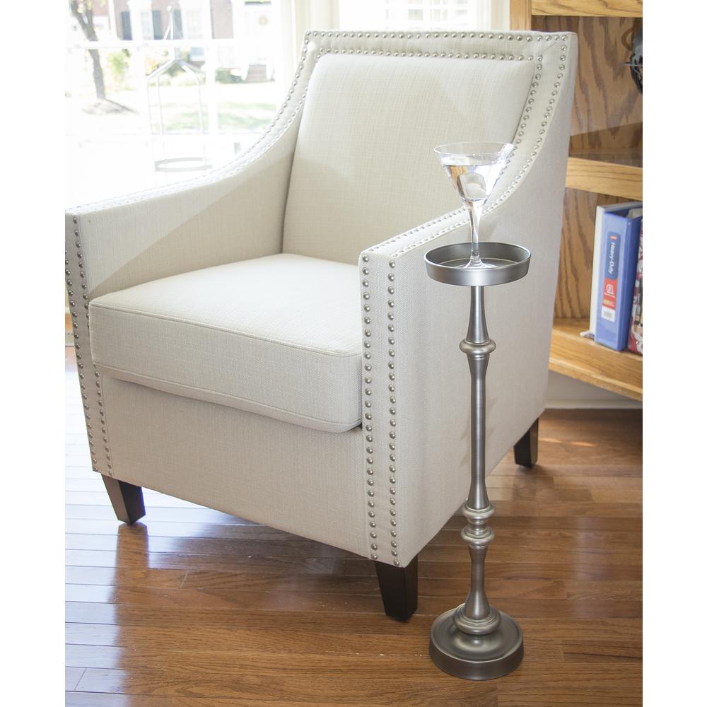 New Ridge Home Goods Martini Side Table in Brushed Silver Finish, set of 2. Picture 4
