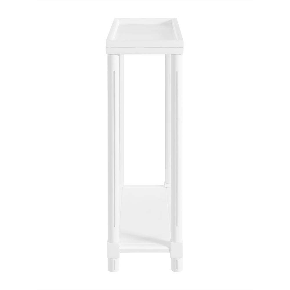 New Ridge Home Goods Harrison Narrow Side End Tables with Shelf, Set of 2, White. Picture 2